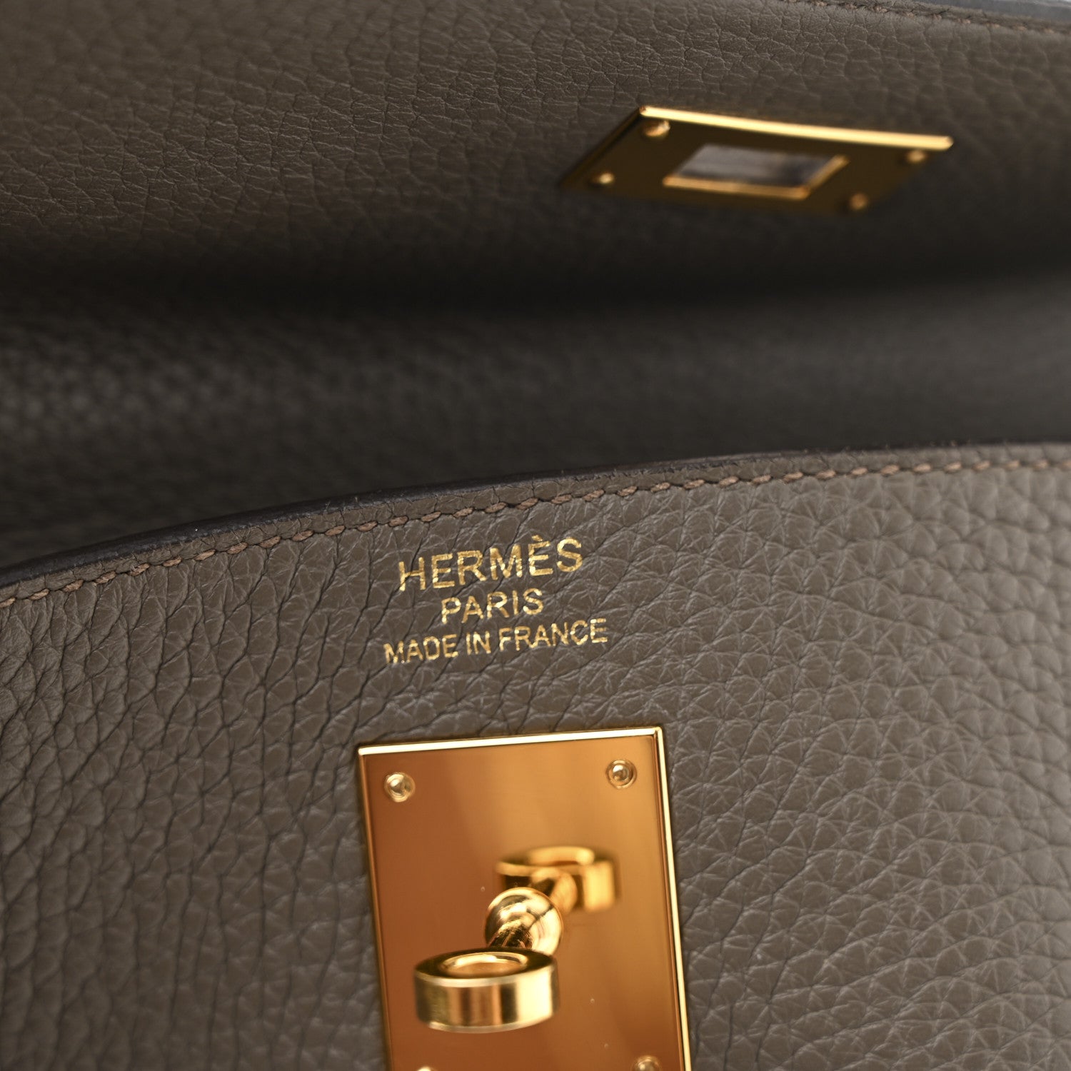 Hermes Taurillon Clemence Kelly Retourne 32 Etain 6 of 13