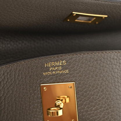 Hermes Taurillon Clemence Kelly Retourne 32 Etain 6 of 13