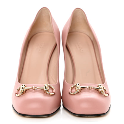 Gucci Calfskin Horsebit Block Heel Pumps 37.5 Soft Pink 2 of 8