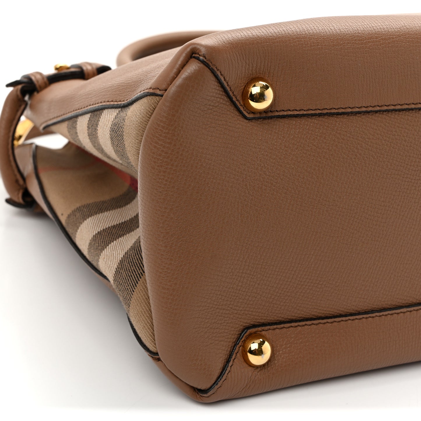 Grainy Calfskin House Check Medium Banner Tote Dark Sand