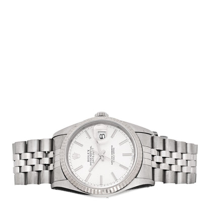 Rolex Stainless Steel 18K White Gold 36mm Oyster Perpetual Datejust Watch Silver 16234 2 of 4