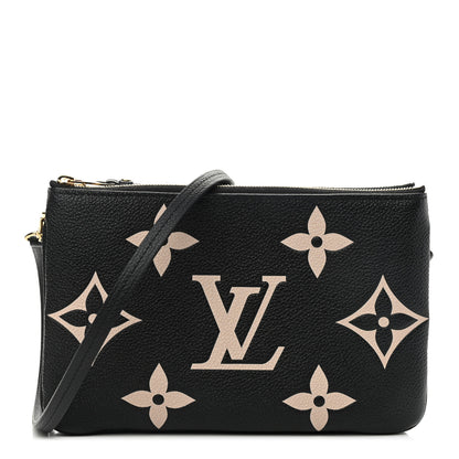 Louis Vuitton Empreinte Monogram Giant Double Zip Pochette Black Cream 1 of 9