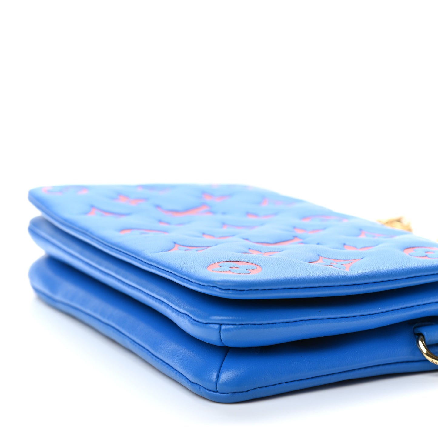 Lambskin Embossed Monogram Vuittamins Pochette Coussin Blue Red