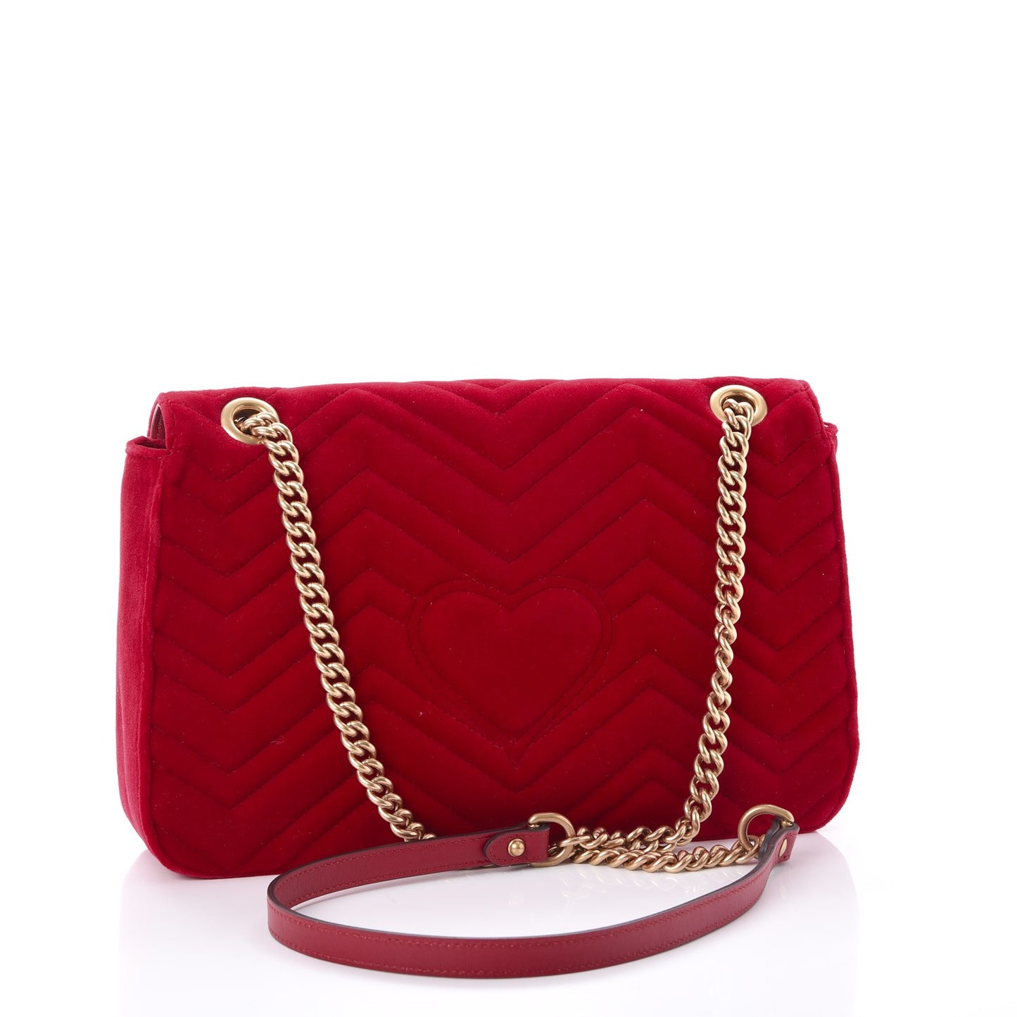 Velvet Matelasse Medium GG Marmont Shoulder Bag Hibiscus Red