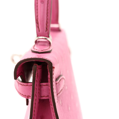 Hermes Ostrich Kelly Sellier Mini 20 Rose Pourpre 12 of 13