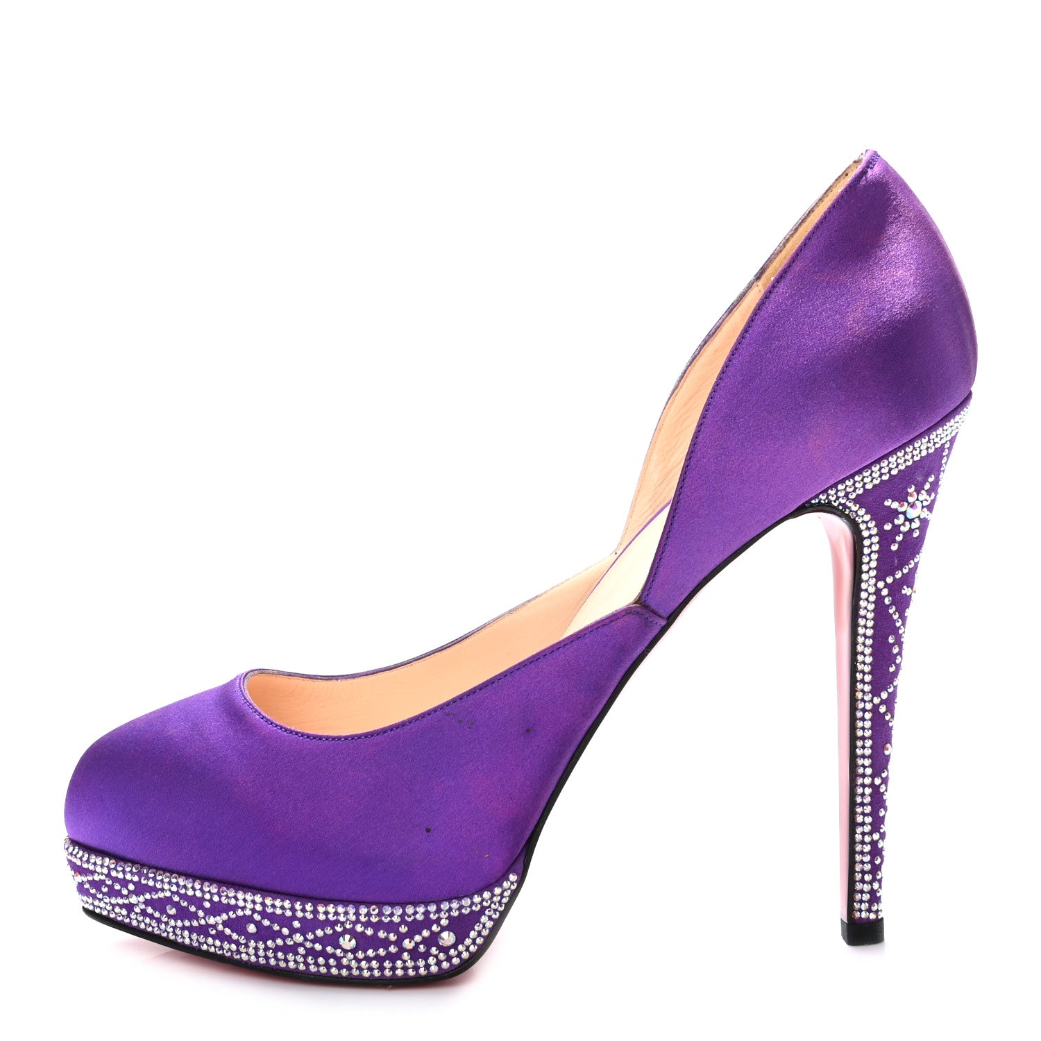 Christian Louboutin Satin Strass Eugenia 140 Pumps 39.5 Purple 1 of 8