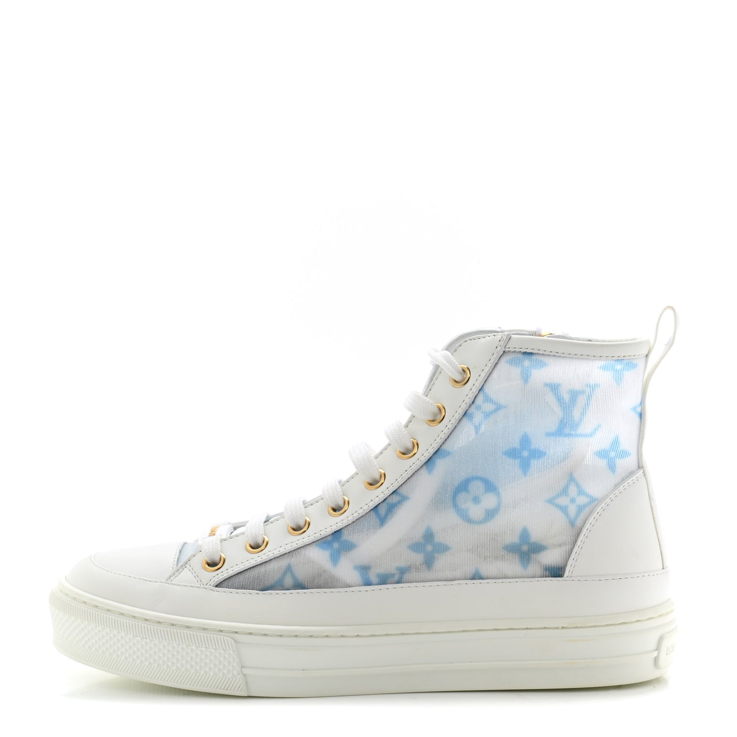 Technical Fabric Calfskin Monogram Printed Stellar Sneaker Boots 35 Blue