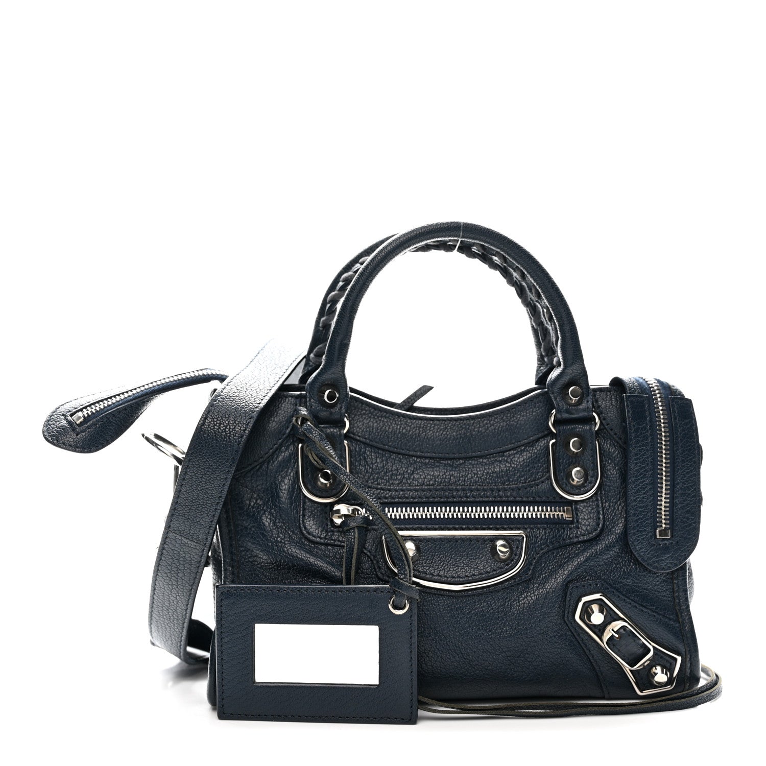 Balenciaga Chevre Silver Metallic Edge Hardware Mini City Bleu de Minuit 3 of 13