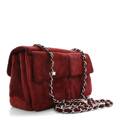 Chanel Suede Chocolate Bar Mademoiselle Flap Dark Red 3 of 9