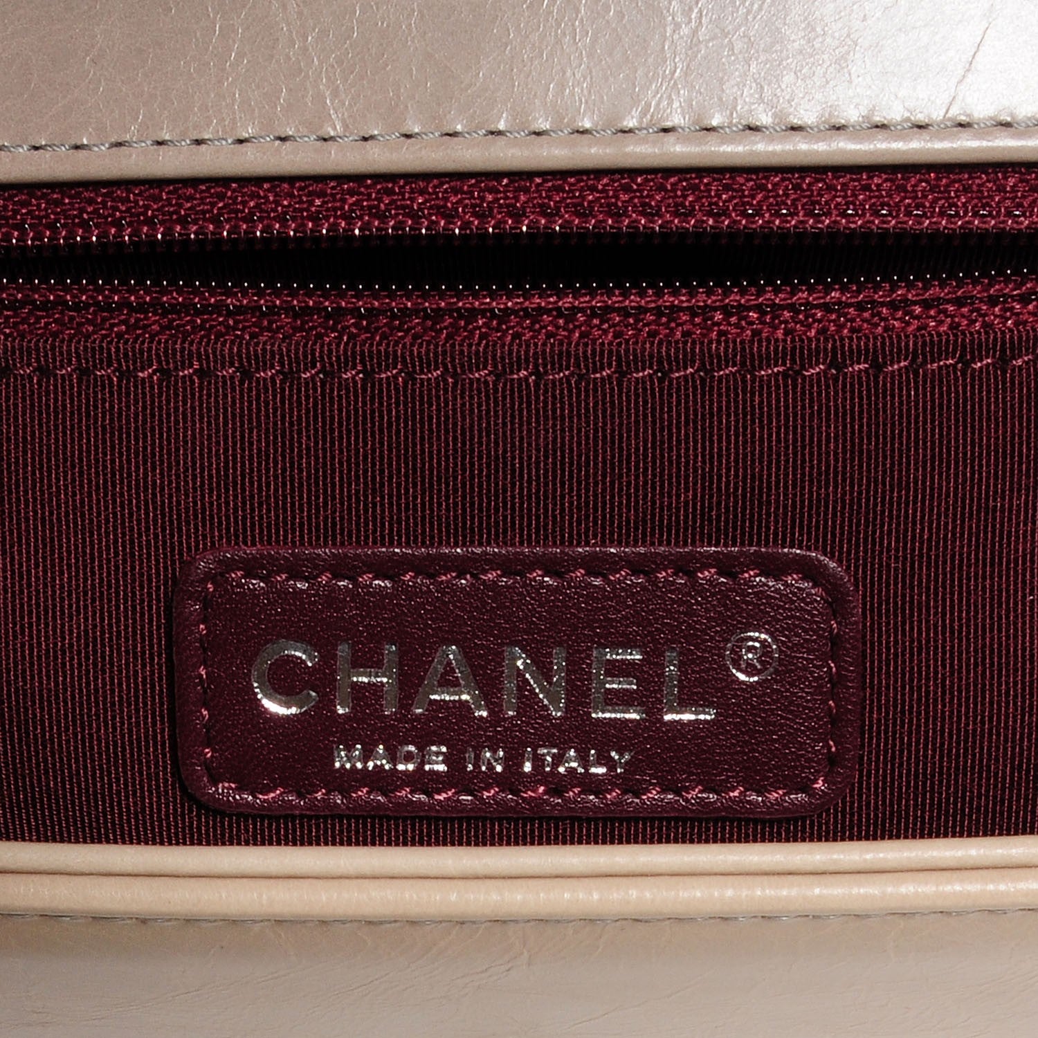 Chanel Calfskin Quilted Large Boy Chained Flap Beige 8 of 9