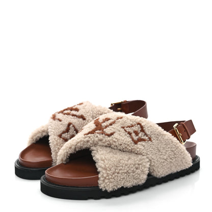 Louis Vuitton Shearling Paseo Flat Comfort Sandal 41 Nude 3 of 8