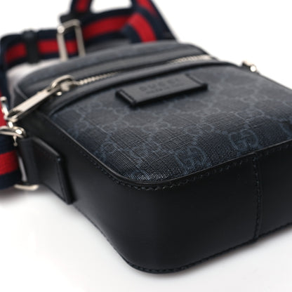 Gucci GG Supreme Monogram Appia Calfskin Web Small Camera Messenger Bag Black Grey Black Grey 8 of 9