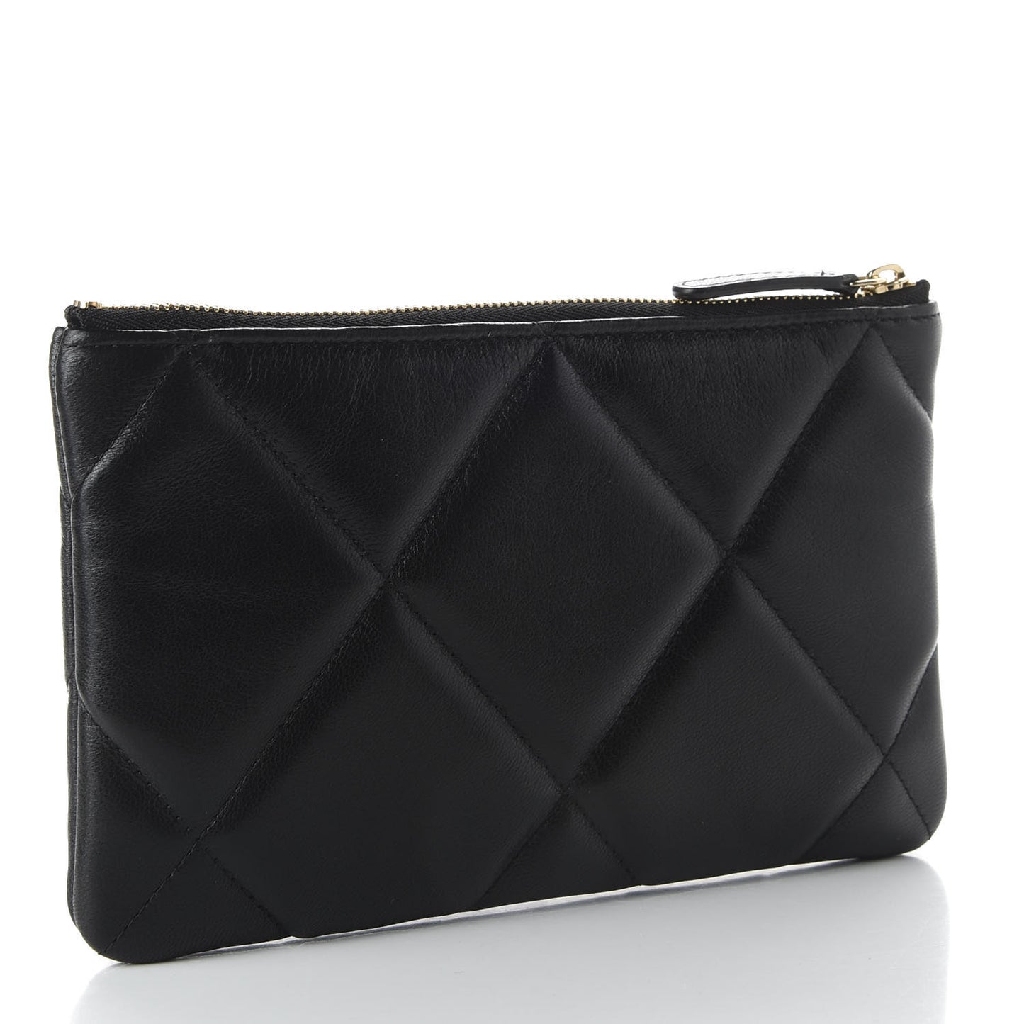 Shiny Goatskin Quilted Small 19 Pouch Black