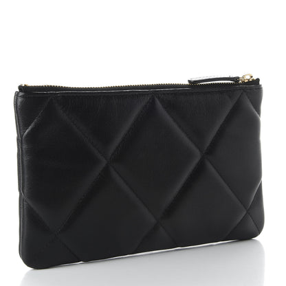 Chanel Shiny Goatskin Quilted Small 19 Pouch Black 3 of 8