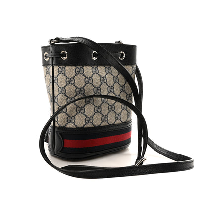 Gucci GG Supreme Monogram Web Mini Ophidia Bucket Bag Beige Blue 3 of 11