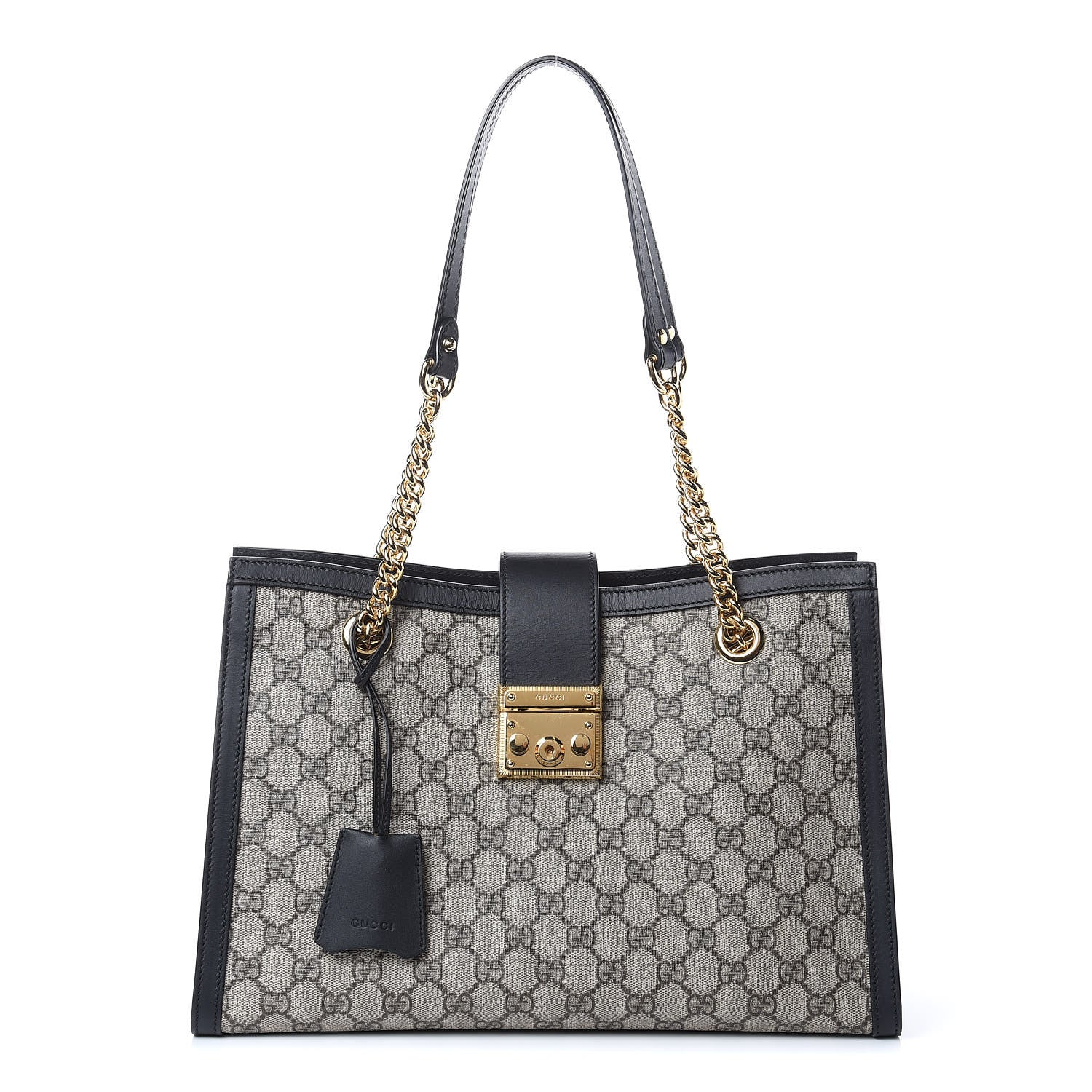 Gucci GG Supreme Monogram Medium Padlock Tote Black 1 of 9