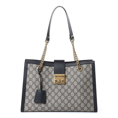 Gucci GG Supreme Monogram Medium Padlock Tote Black 1 of 9