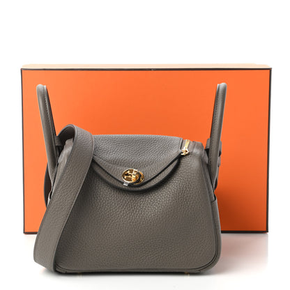 Hermes Taurillon Clemence Mini Lindy 20 Etain 11 of 11