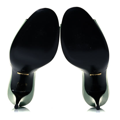 Gucci Polished Calfskin Scarlet Mid Heel Slide Sandals 38 Aqua Green 5 of 7
