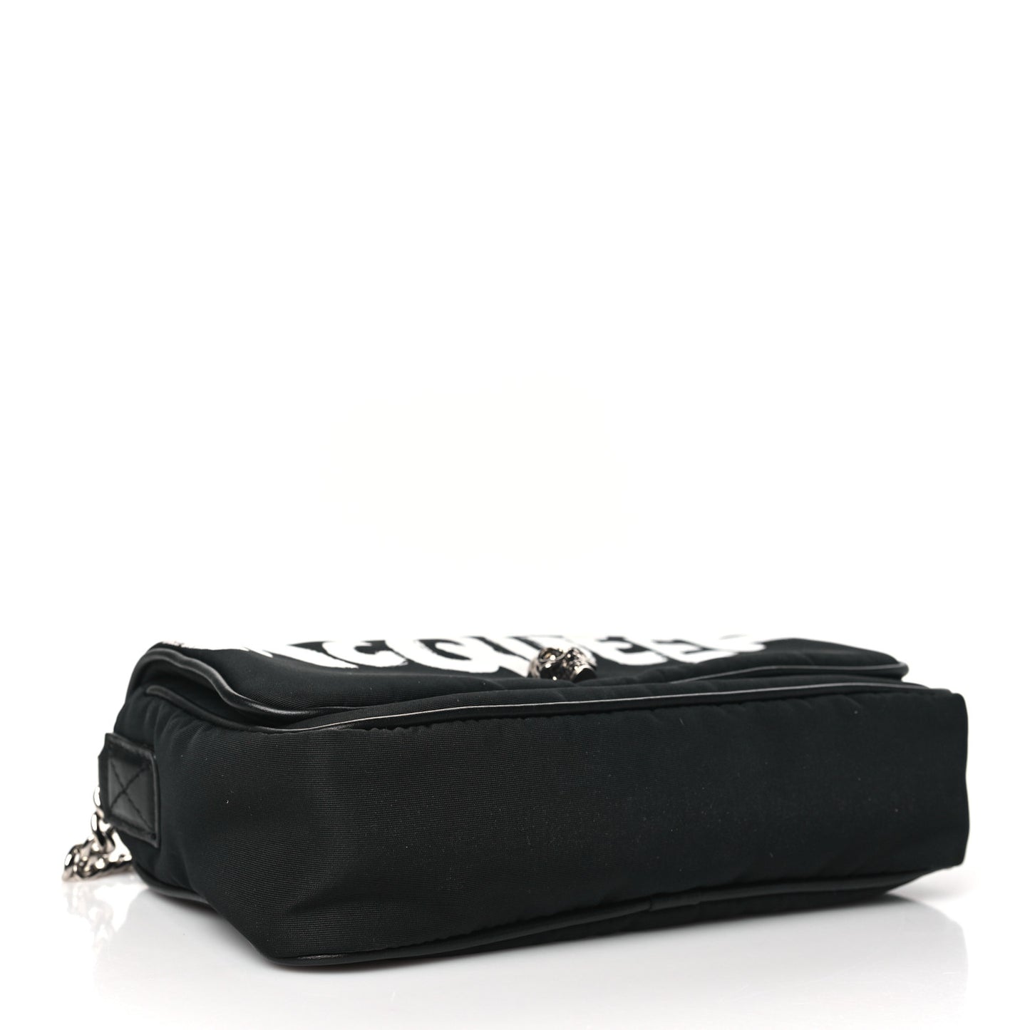 ALEXANDER MCQUEEN Nylon Graffiti Skull Small Crossbody Bag Black White