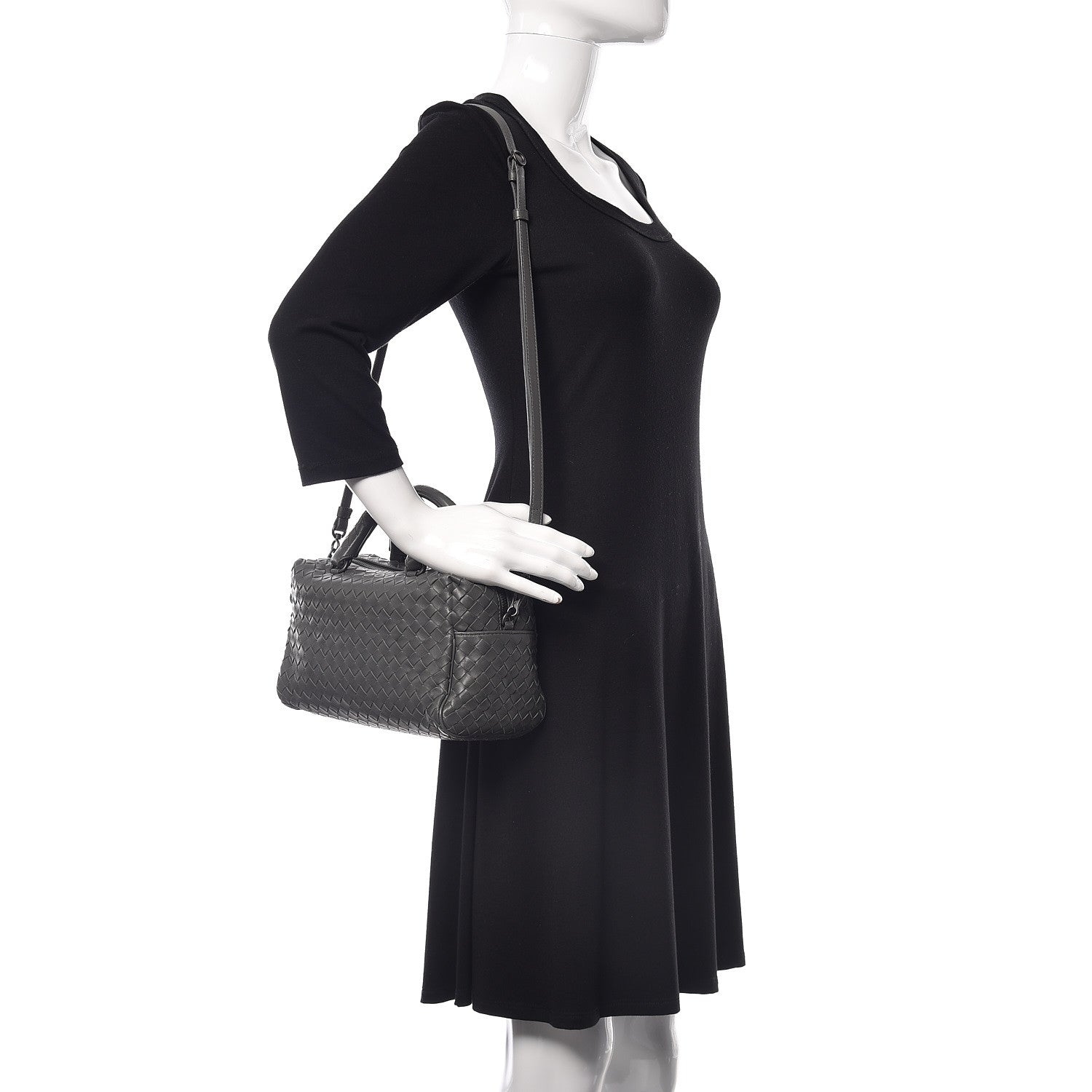 Bottega Veneta Nappa Intrecciato Mini Boston Light Grey 2 of 12