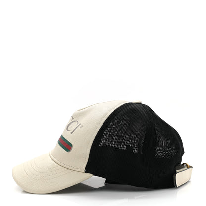 Gucci Grained Calfskin Logo Baseball Hat M 58 White 4 of 11