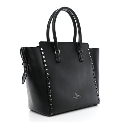 Valentino Garavani Vitello Rockstud Double Handle Tote Black 3 of 11