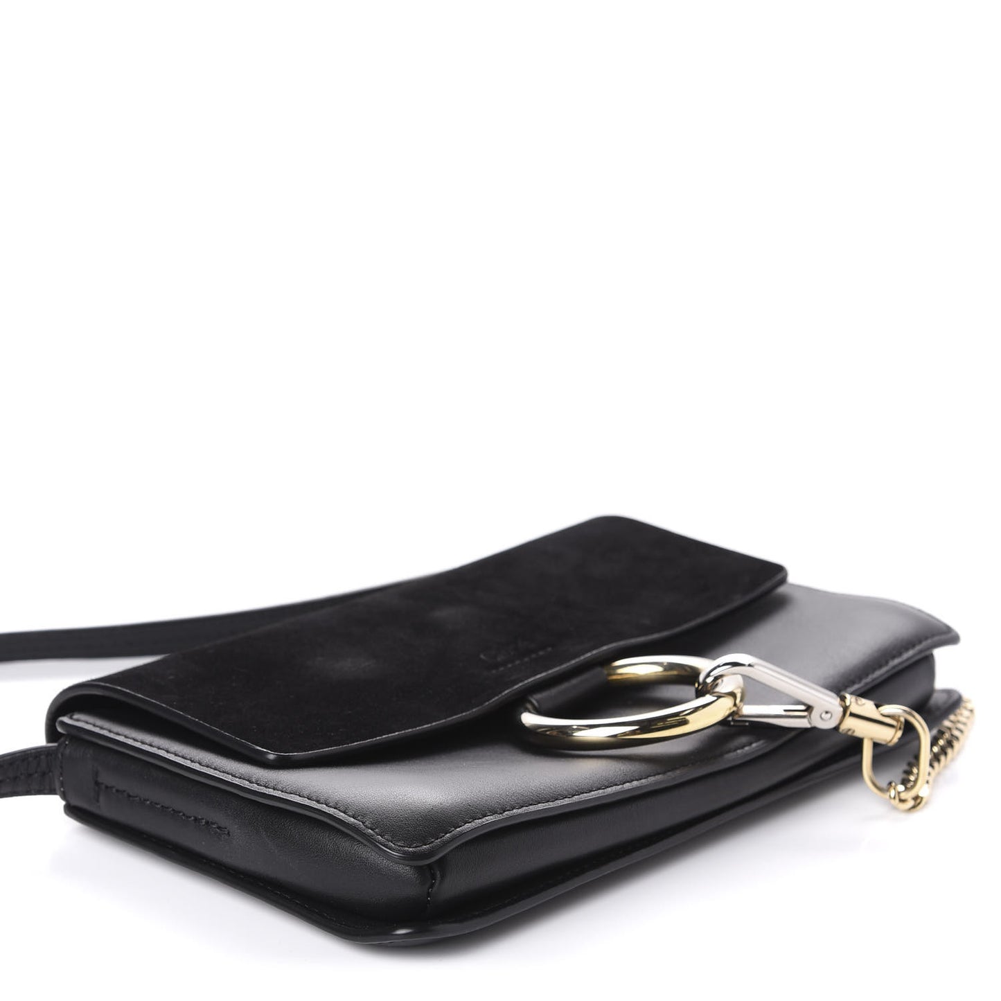 Suede Calfskin Small Faye Shoulder Bag Black