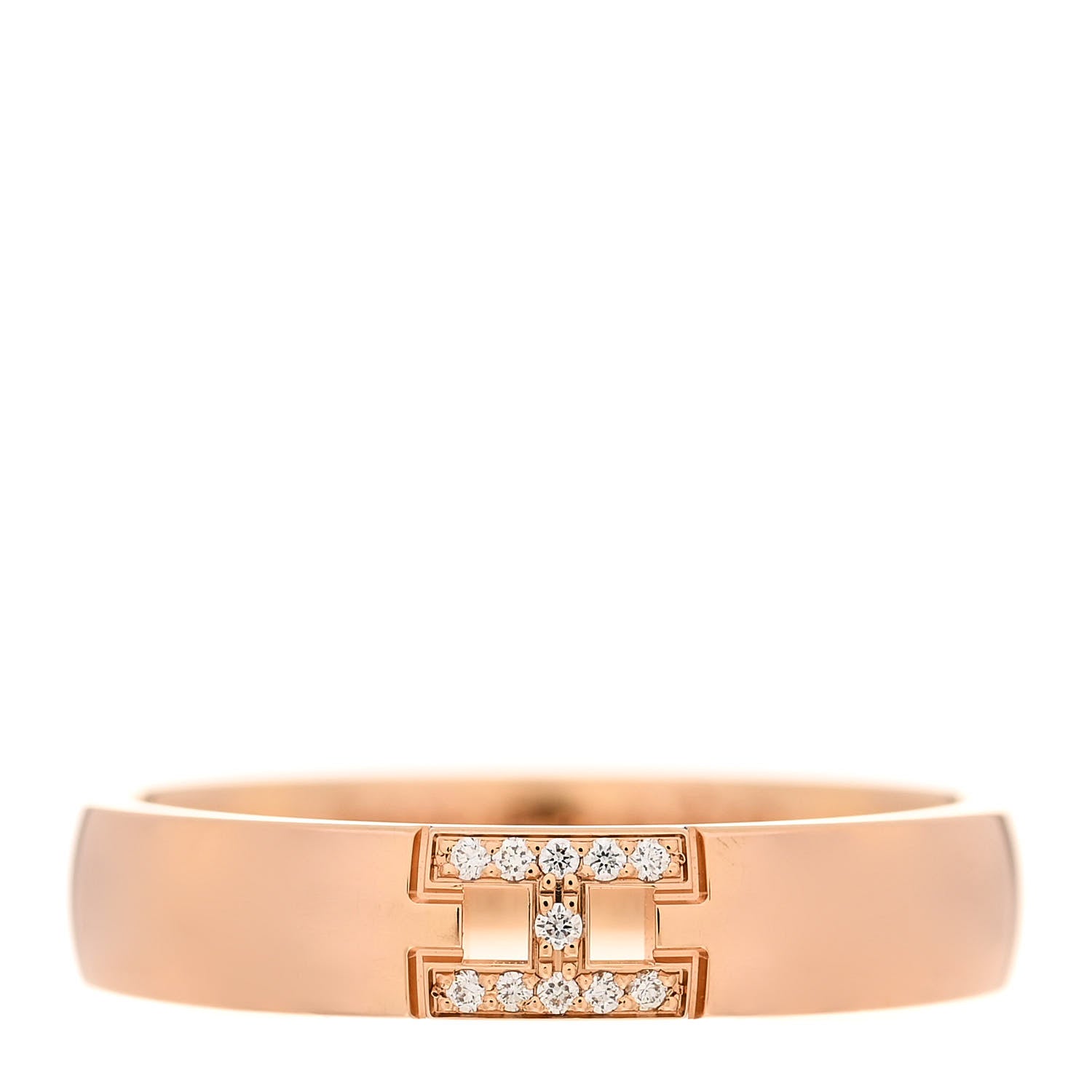 Hermes 18K Rose Gold Diamond Ever Herakles Wedding Band Ring 49 4.75 1 of 7