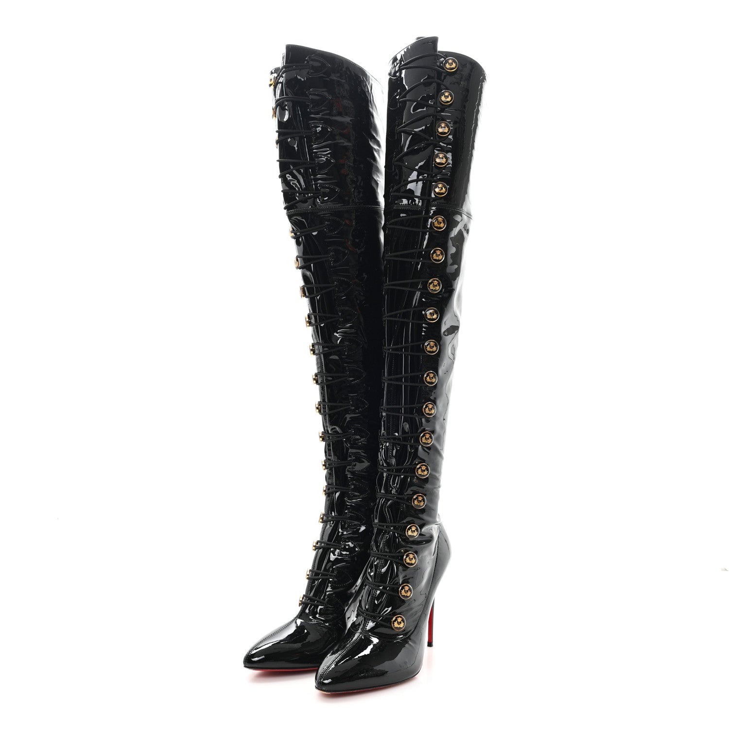 Christian Louboutin Patent Alta 100 Over The Knee Boots 40 Black 3 of 6