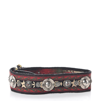 Christian Dior Canvas Embroidered Studded Bohemian Shoulder Strap Red 2 of 3
