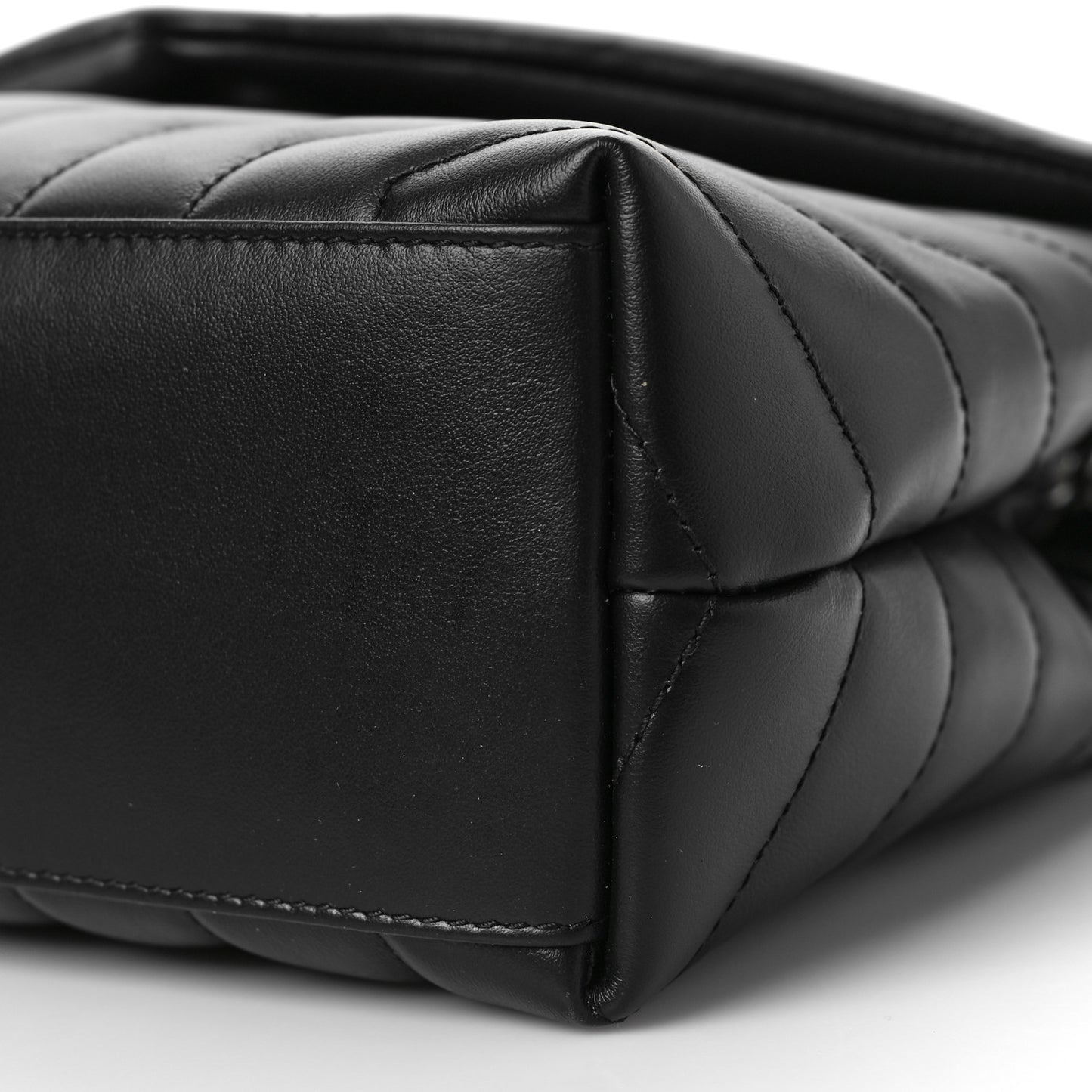 Calfskin Y Quilted Monogram Small Loulou Chain Satchel Black