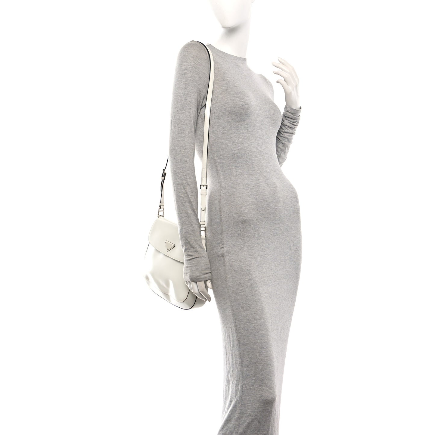 Spazzolato Cleo Flap Adjustable Strap Shoulder Bag  White