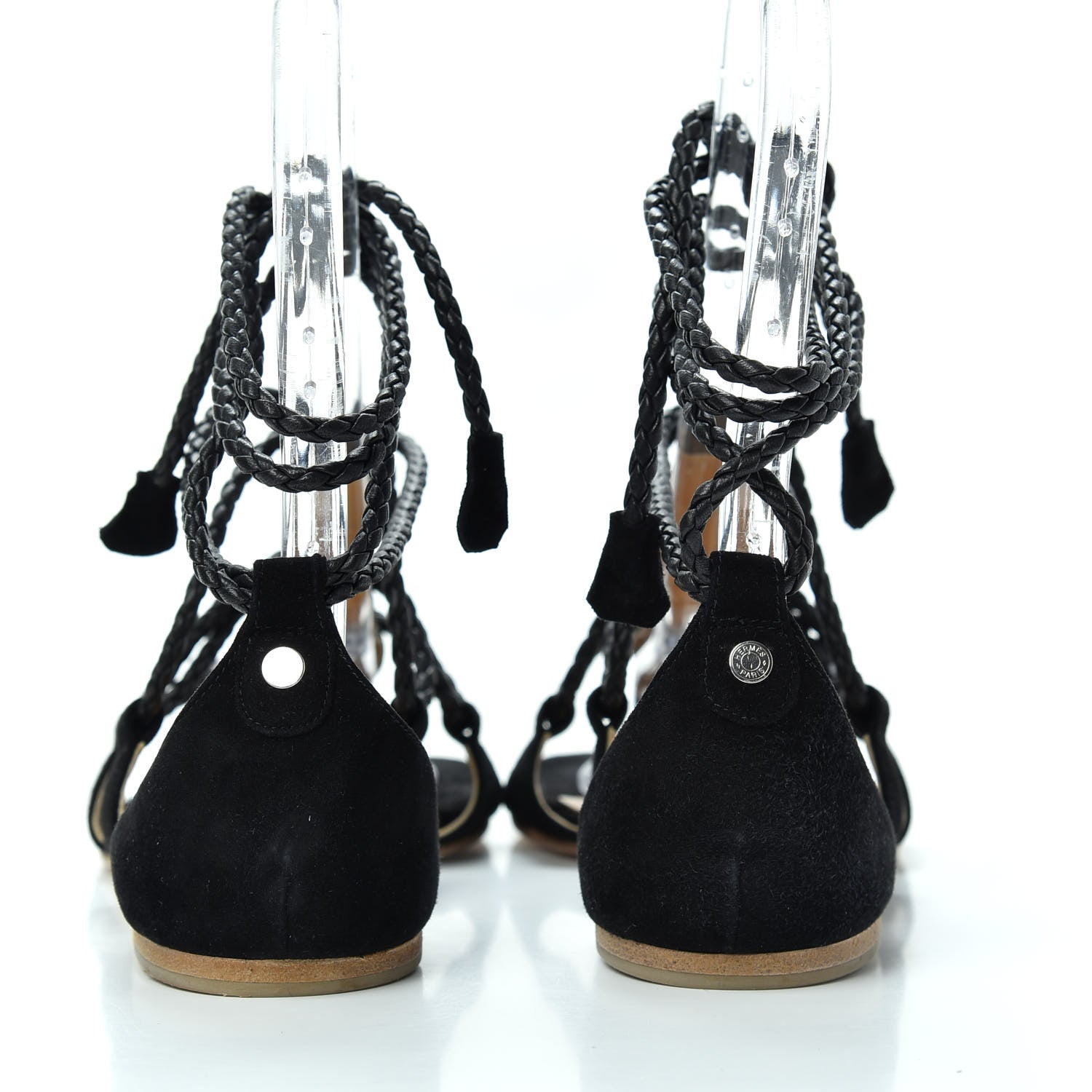 Hermes Suede Gladiator Wrap Sandals 38 Black 7 of 11