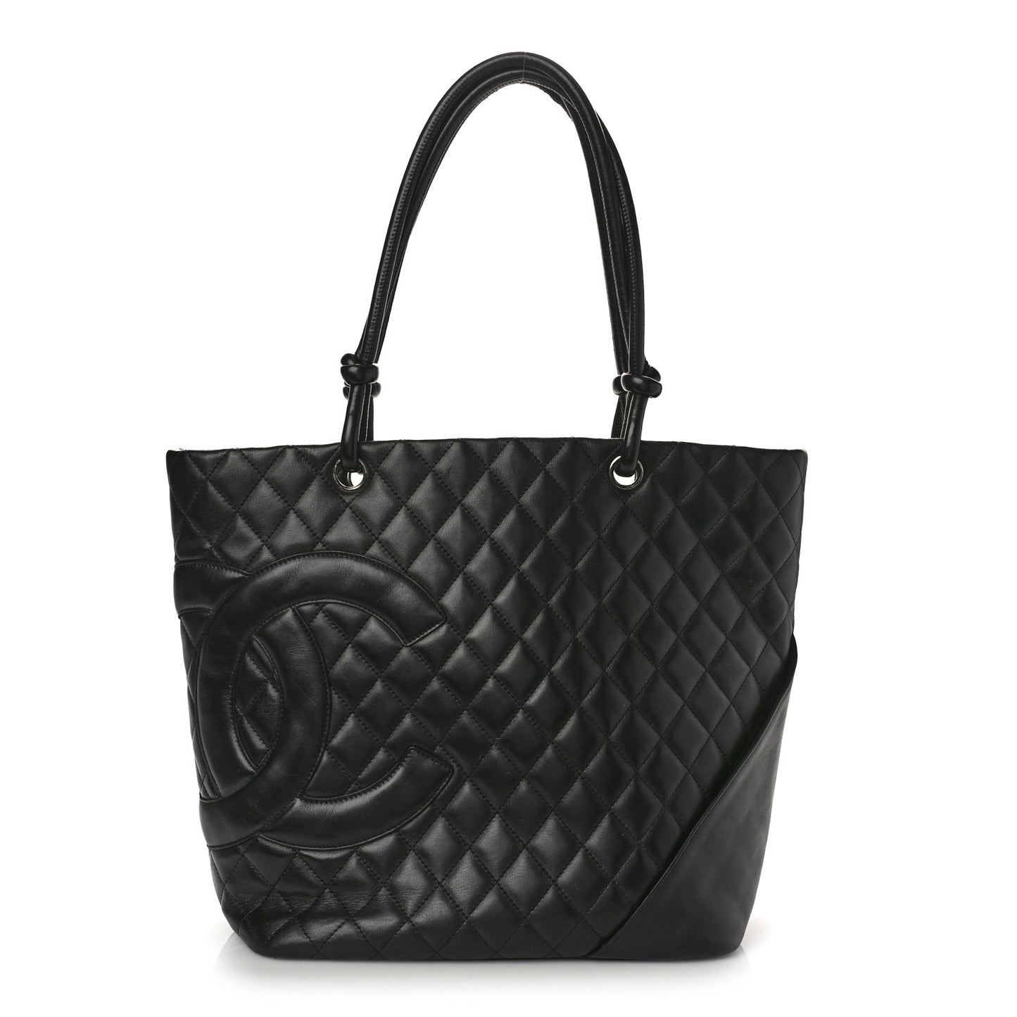 Calfskin Quilted Large Cambon Tote Black