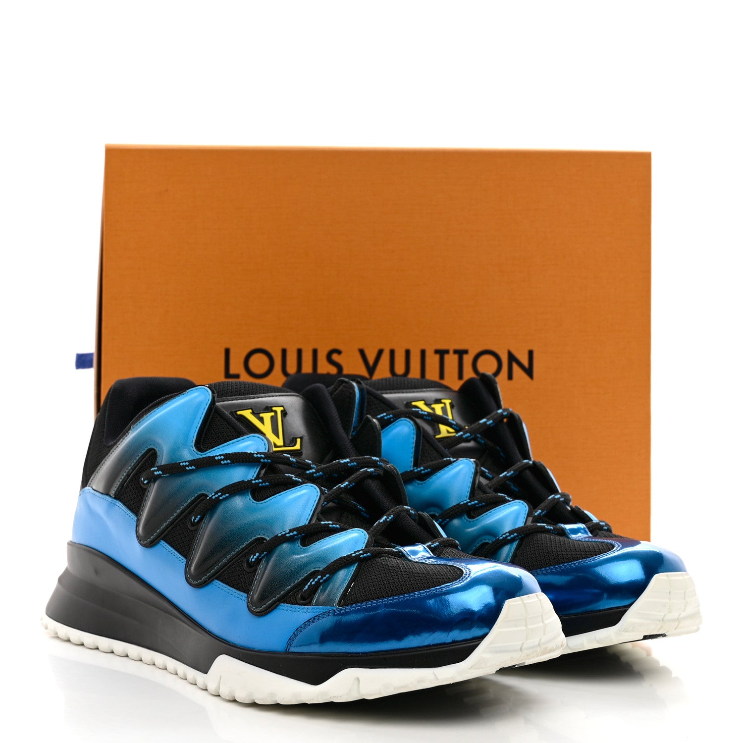Louis Vuitton Calfskin Mens Zig Zag Sneakers 11.5 Black Blue 14 of 14