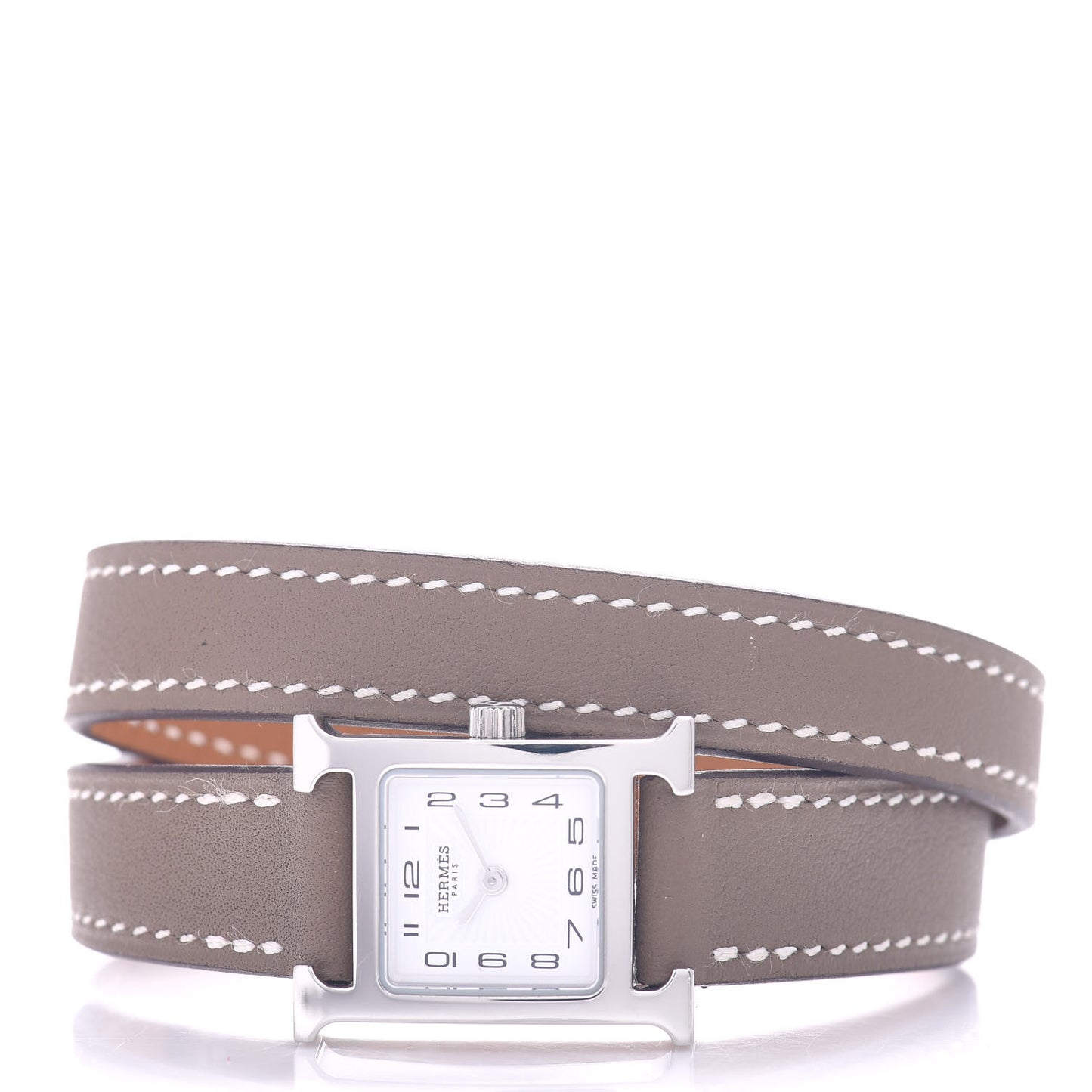 Stainless Steel Swift 21mm Heure H Hour Double Tour Quartz Watch Etoupe