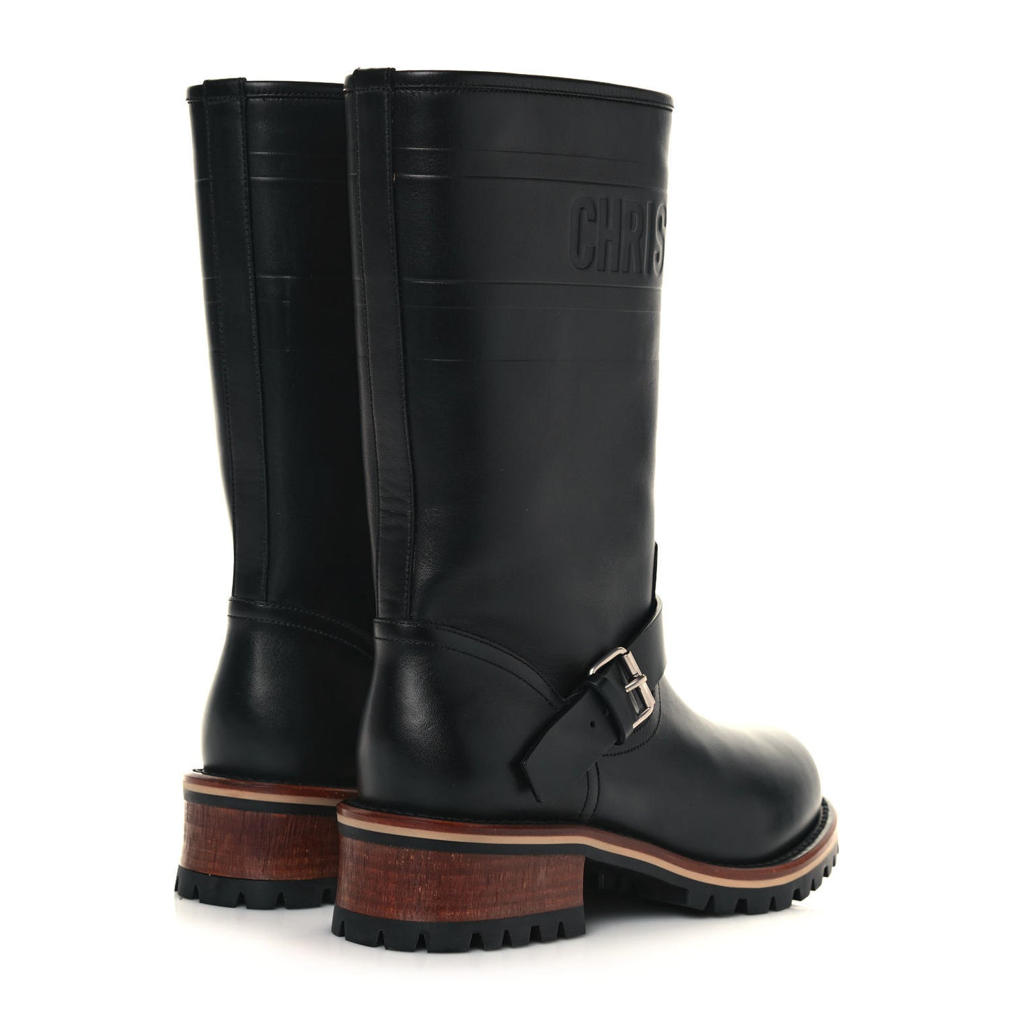 Calfskin Embossed Dior Quest 35mm Biker Boots 37.5 Black
