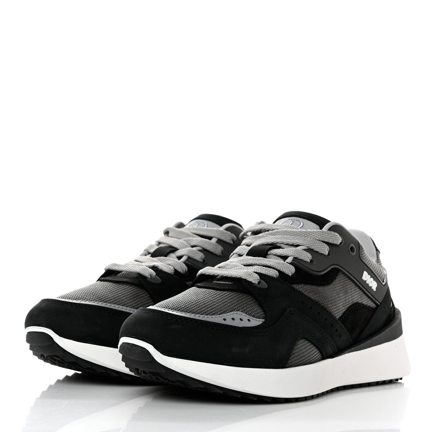 Technical Mesh Calfskin Womens B29 Sneakers 39 Black Grey
