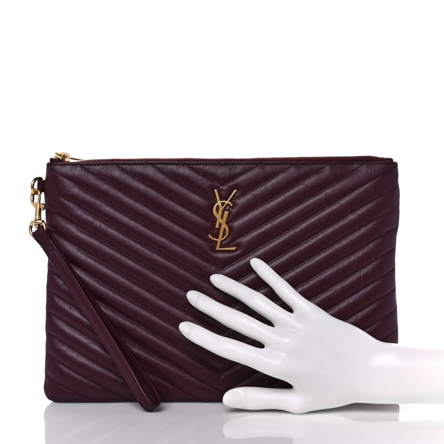 Calfskin Matelasse Chevron Monogram Tablet Pouch Bordeaux