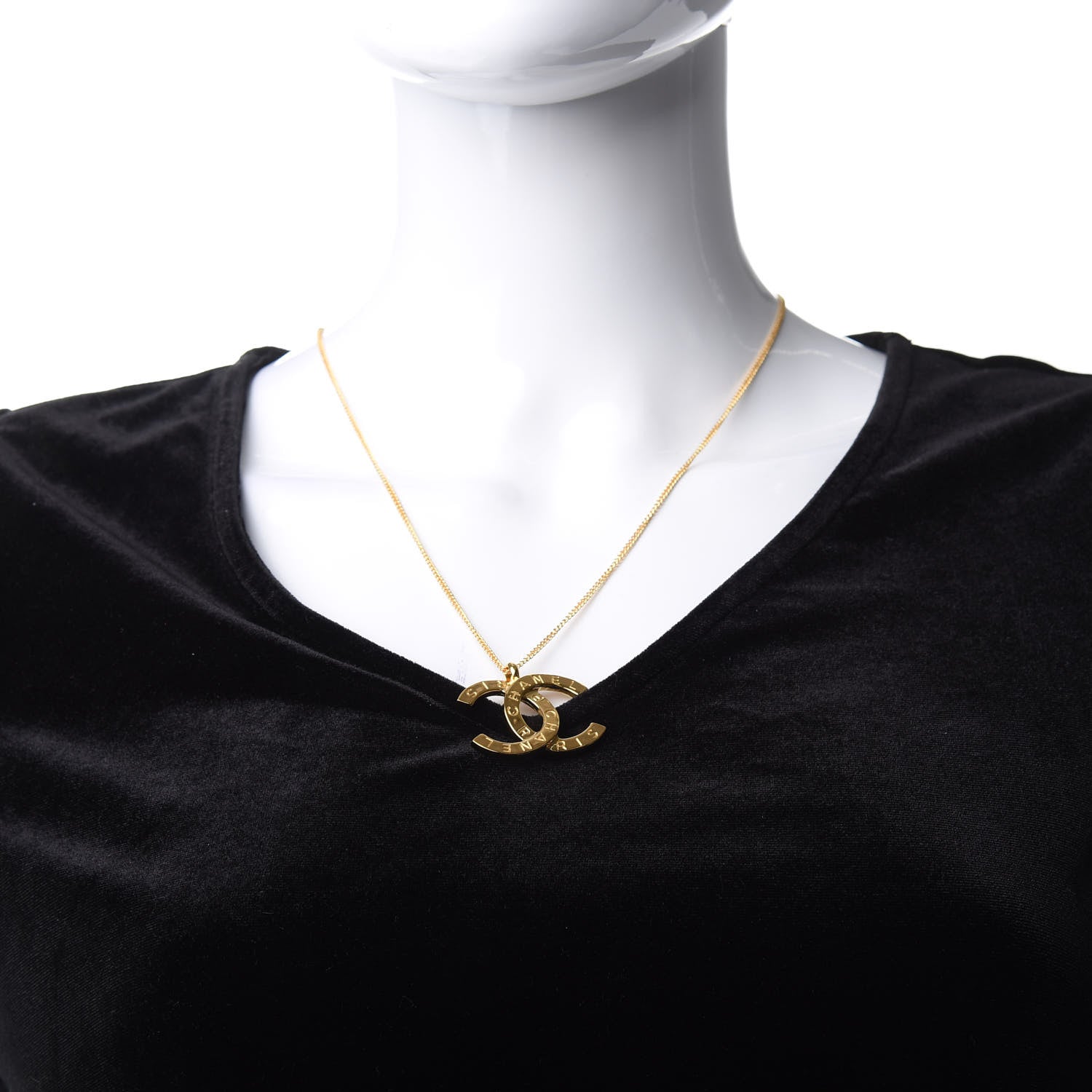 Chanel Metal CC Paris Button Necklace Gold 2 of 4