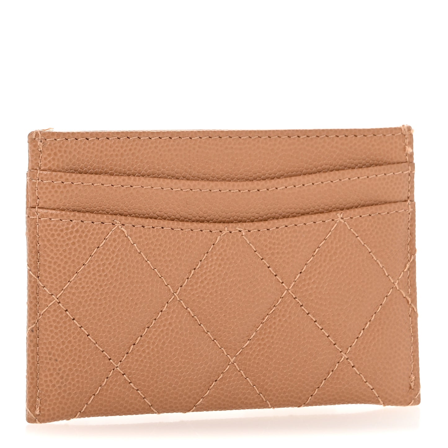 Caviar Quilted Card Holder Dark Beige