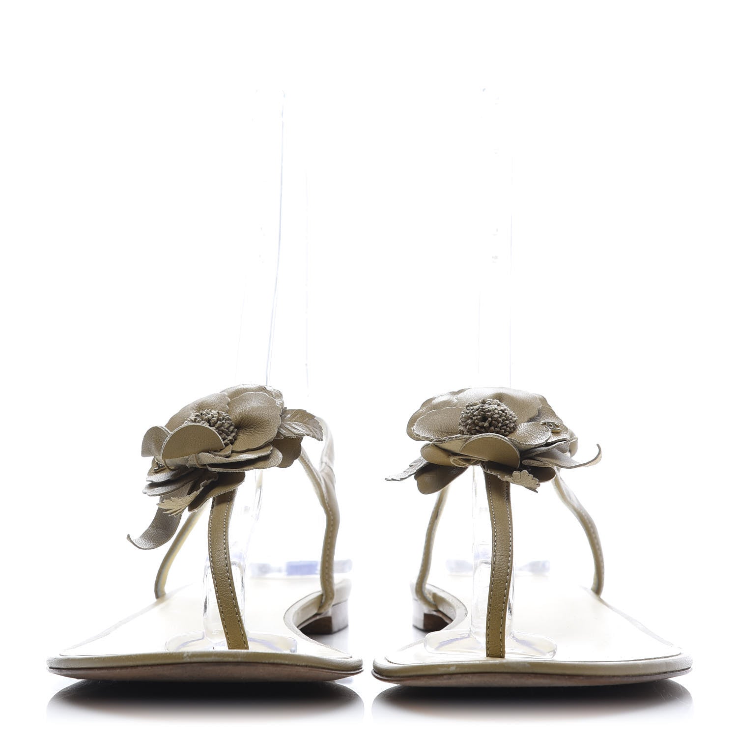 Chanel Lambskin Camellia Thong Sandals 41 Beige 2 of 7