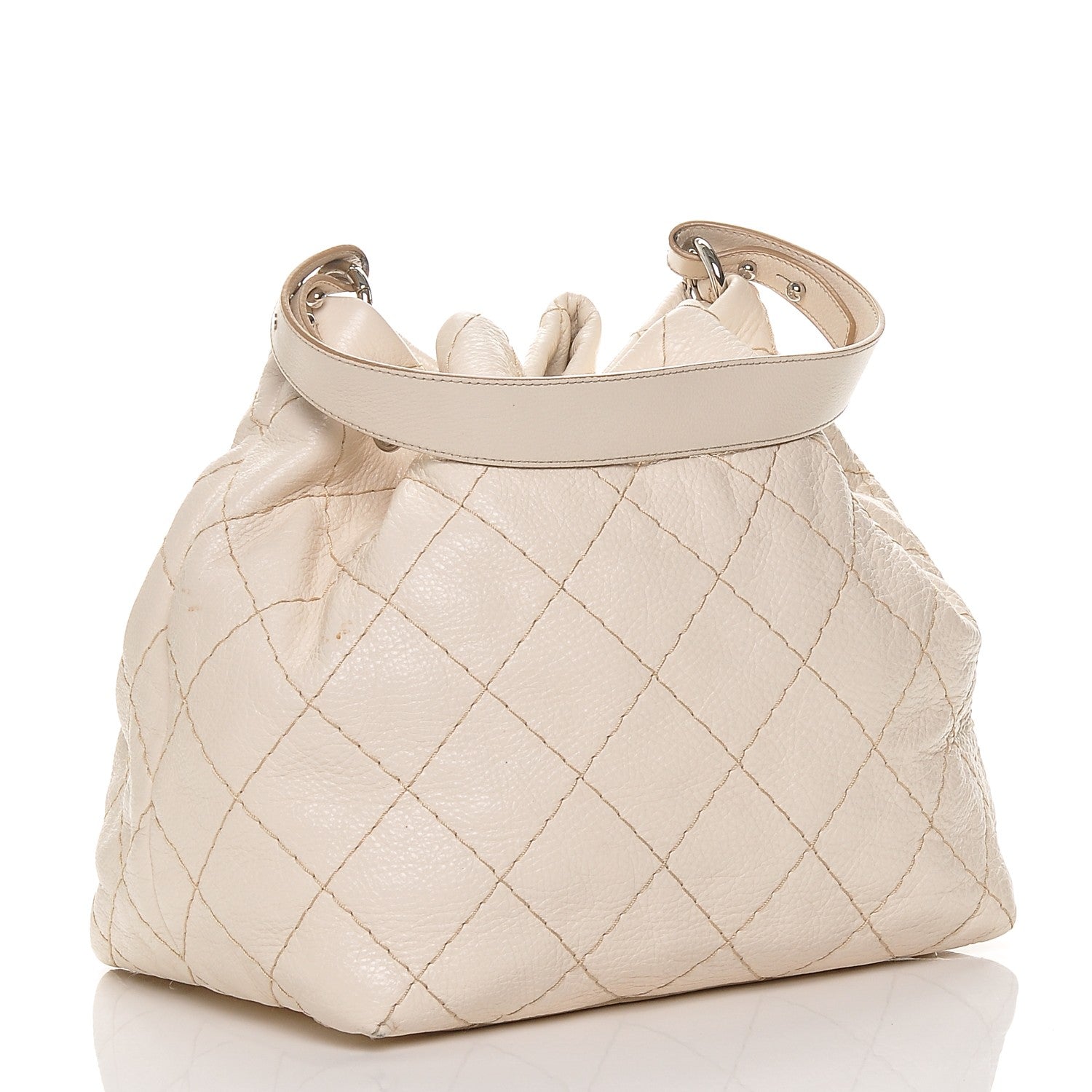 Chanel Glazed Calfskin On The Road Drawstring Tote Ivory 3 of 9