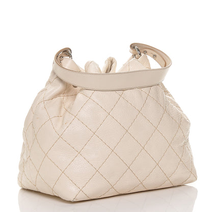 Chanel Glazed Calfskin On The Road Drawstring Tote Ivory 3 of 9