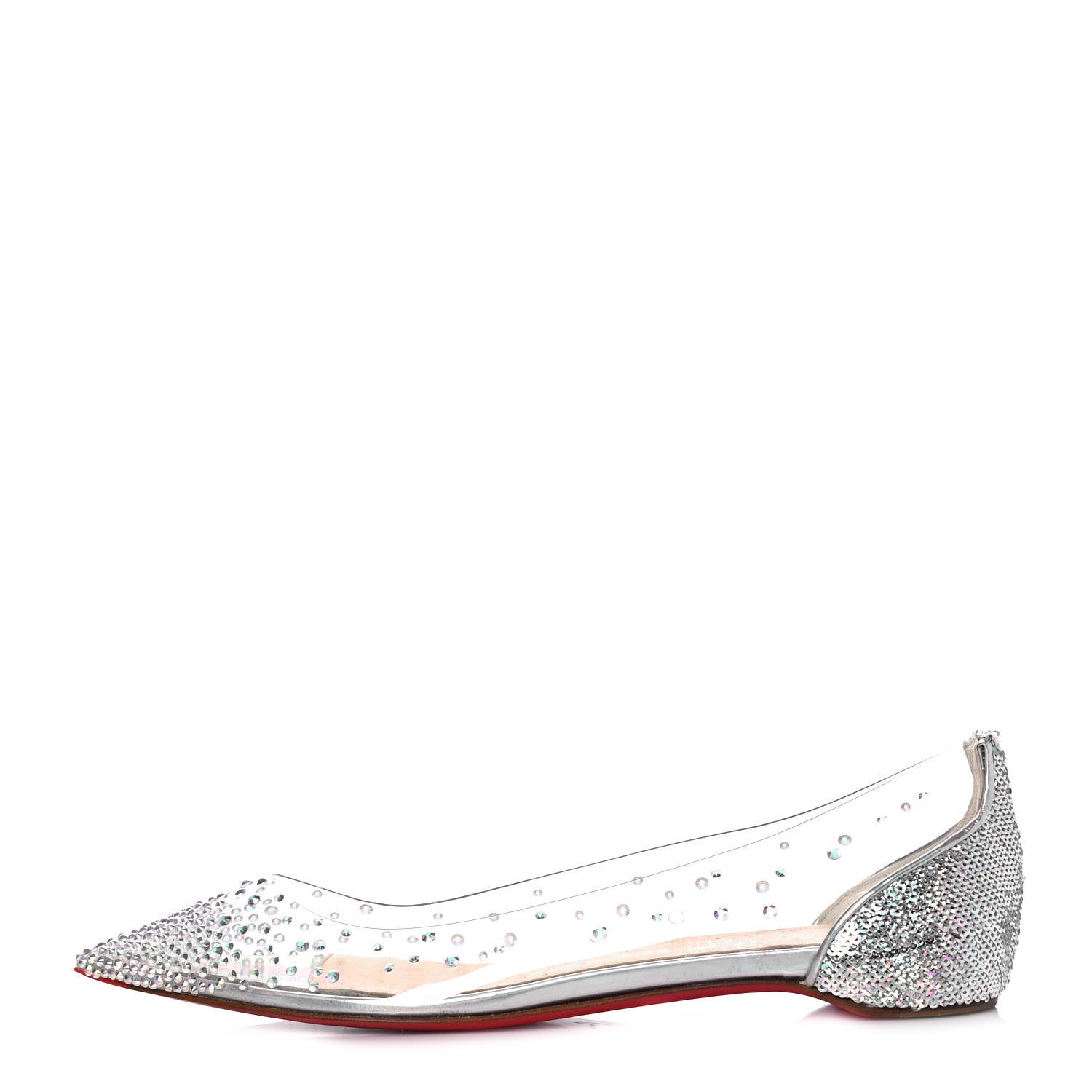 Christian Louboutin PVC Paill Hotfix Degrastrass Flats 37 Silver 1 of 8
