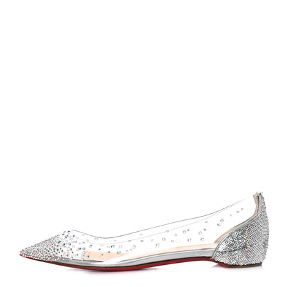 Christian Louboutin PVC Paill Hotfix Degrastrass Flats 37 Silver 1 of 8