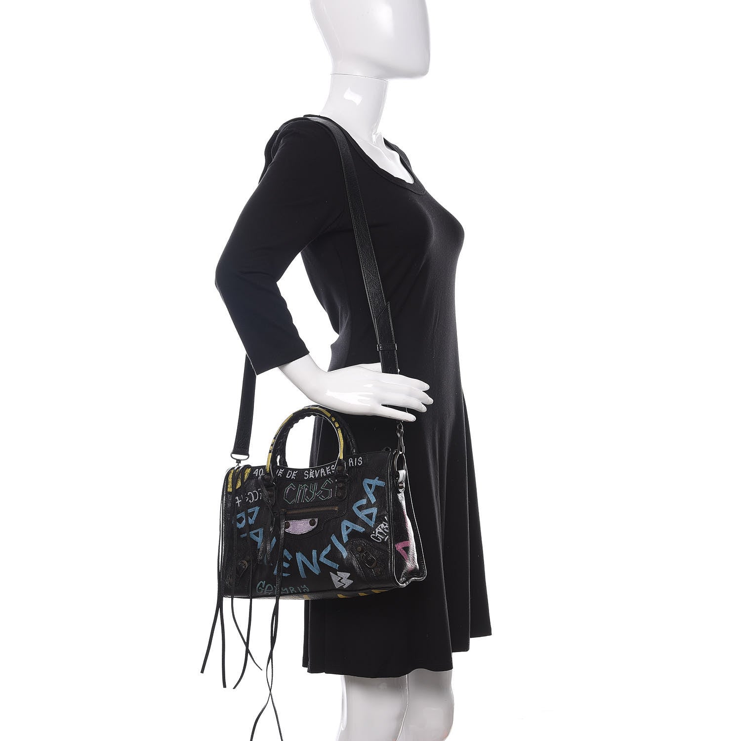 Balenciaga Agneau Graffiti All Over Classic Hardware S City Black Multicolor 2 of 10