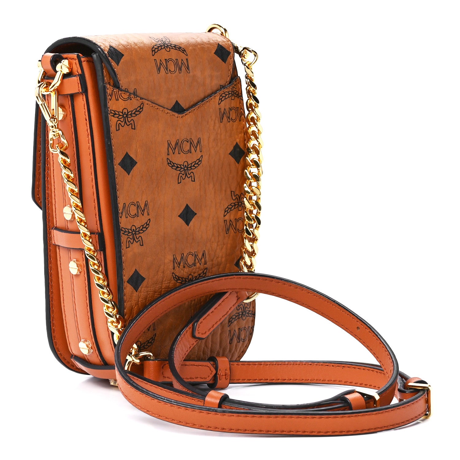 MCM Visetos Mini Patricia Crossbody Pouch Cognac 3 of 11
