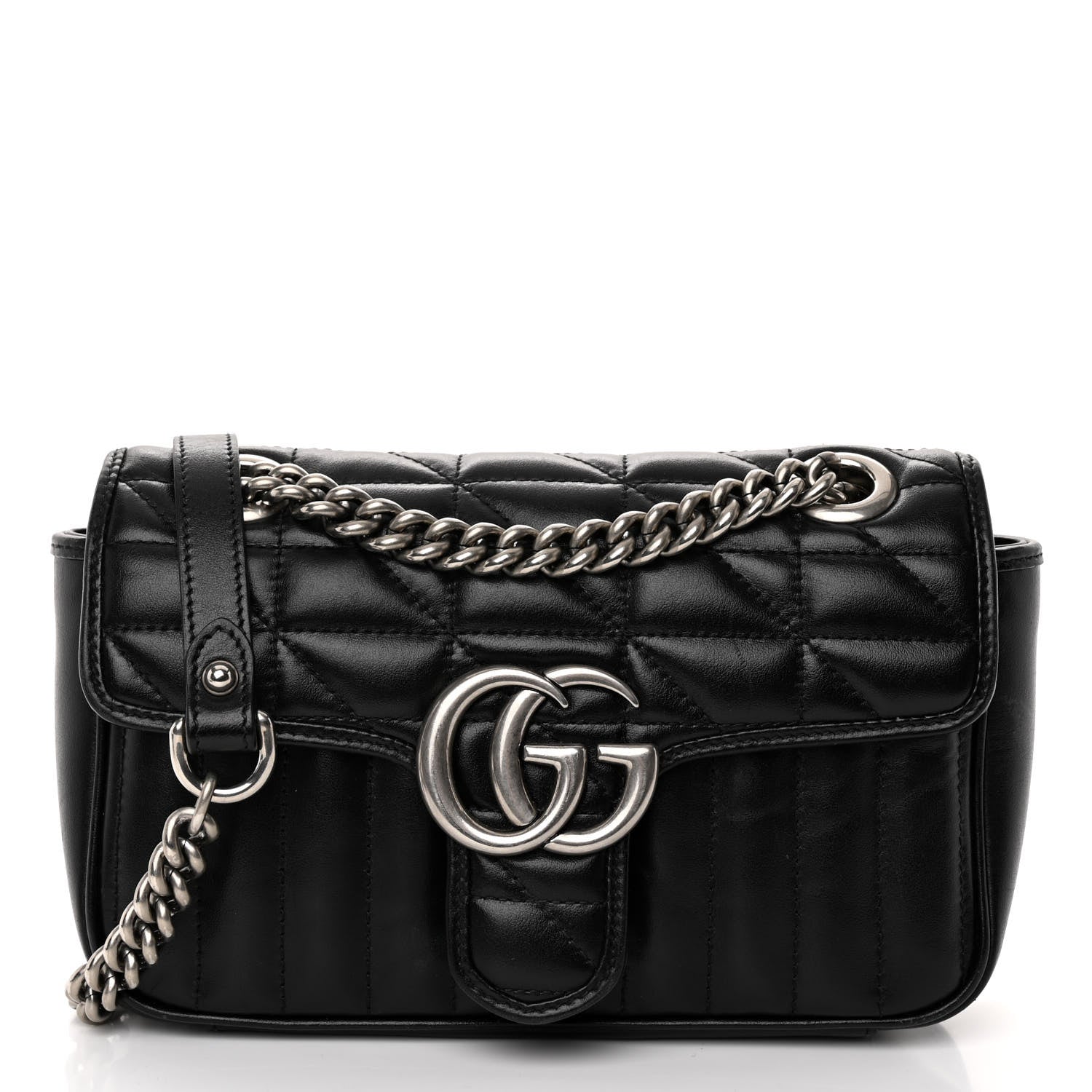 Gucci Calfskin Matelasse Aria Mini GG Marmont Shoulder Bag Black 1 of 10